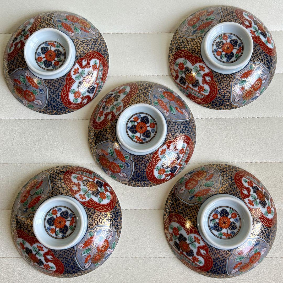 前畑陶器　庫山窯　蓋付きどんぶり揃　5客セット　丼ぶり　色絵　金彩古伊万里　浪漫