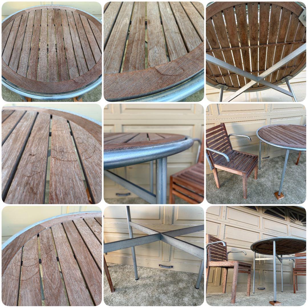 カッシーナイクスシー 植木莞爾 RIGA TEAKS テーブル＆チェア2脚セット