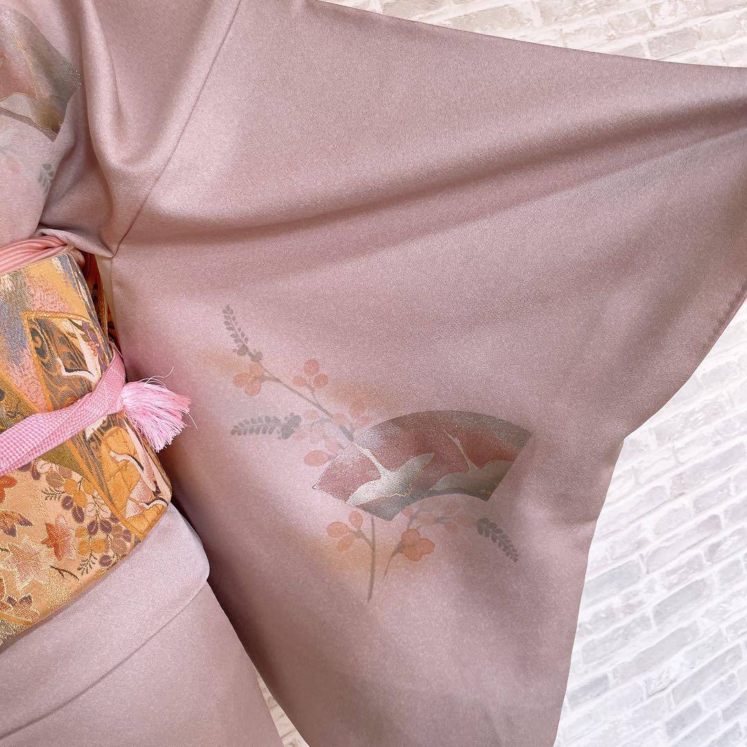 訪問着　フルセット　扇子　螺鈿加工　花々　金彩加工　入学式　卒業式　着物　Q5