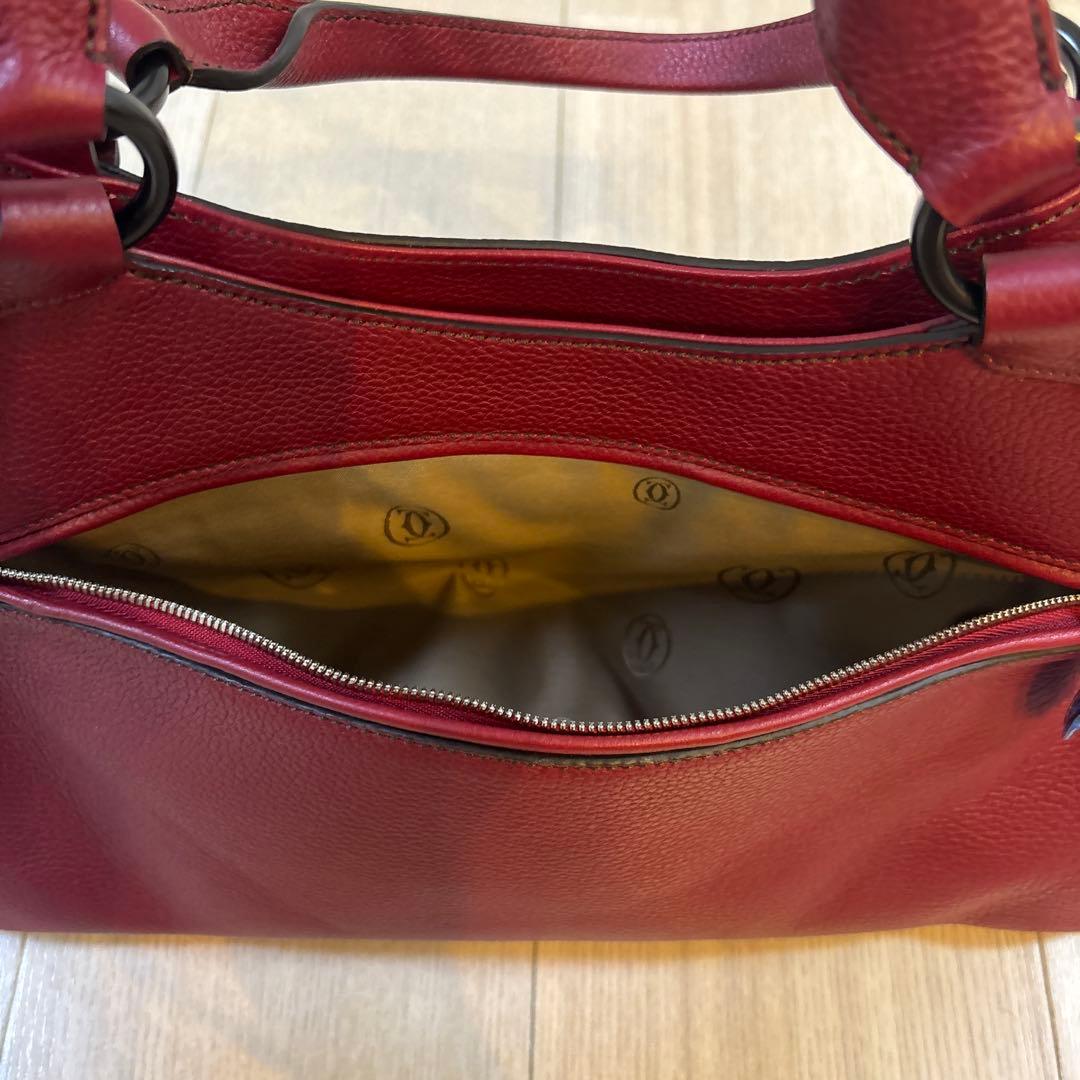 新品未使用　美品Cartier【カルティエ】マルチェロ　ハンドバッグ　赤ボルドー