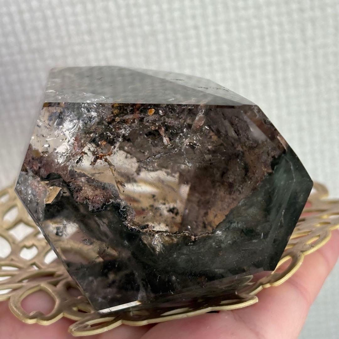 天然石 グリーン四季ガーデンクォーツ フリーフォーム置物285g