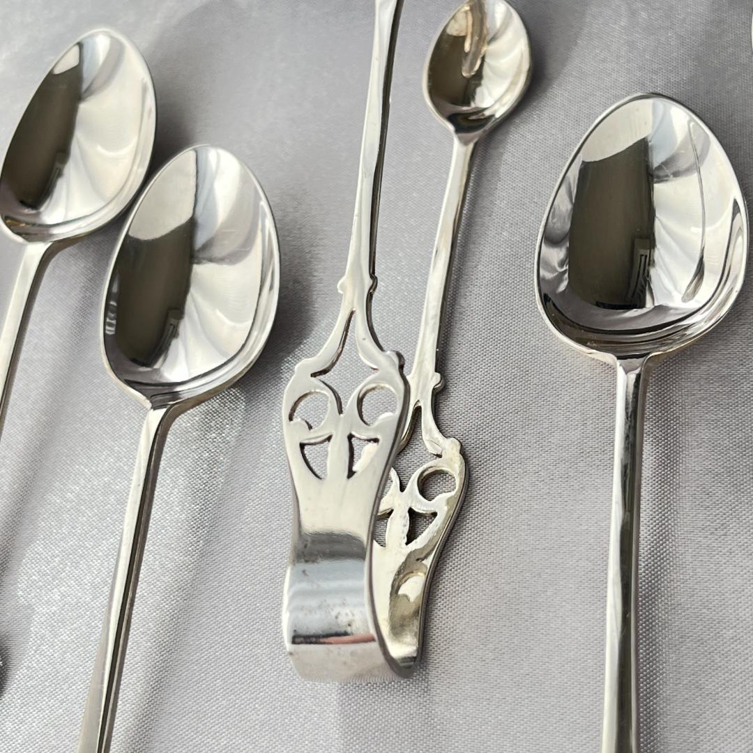 【英国】 透かしのティースプーン / シュガートング 6名用 ケース