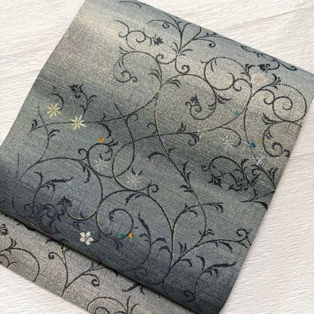 m-9 3way 葵小袖文様 華唐草 月 全通 袋帯 正絹 未使用極美品