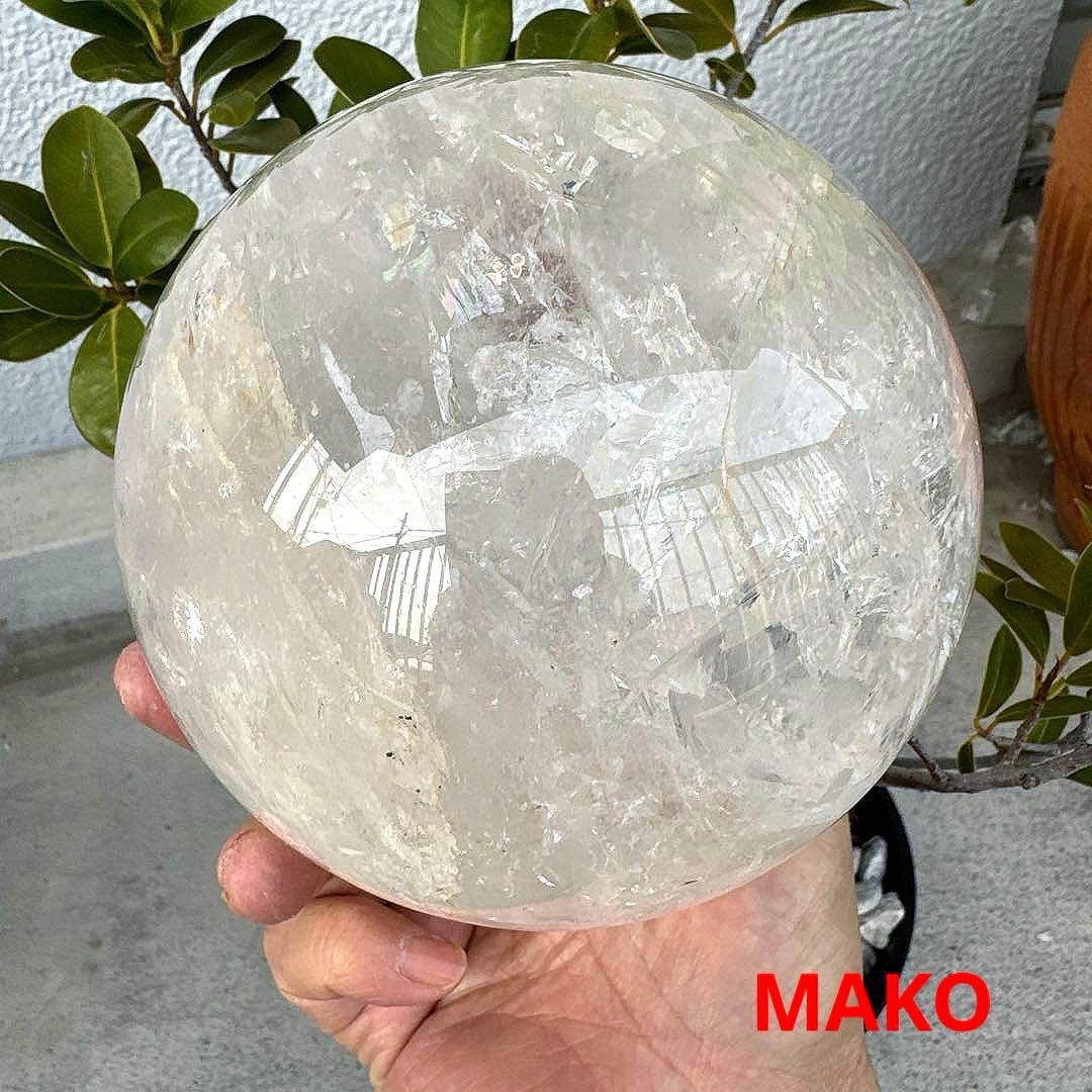 M1597☆水晶丸玉138mm 3.4Kg☆天然石　原石