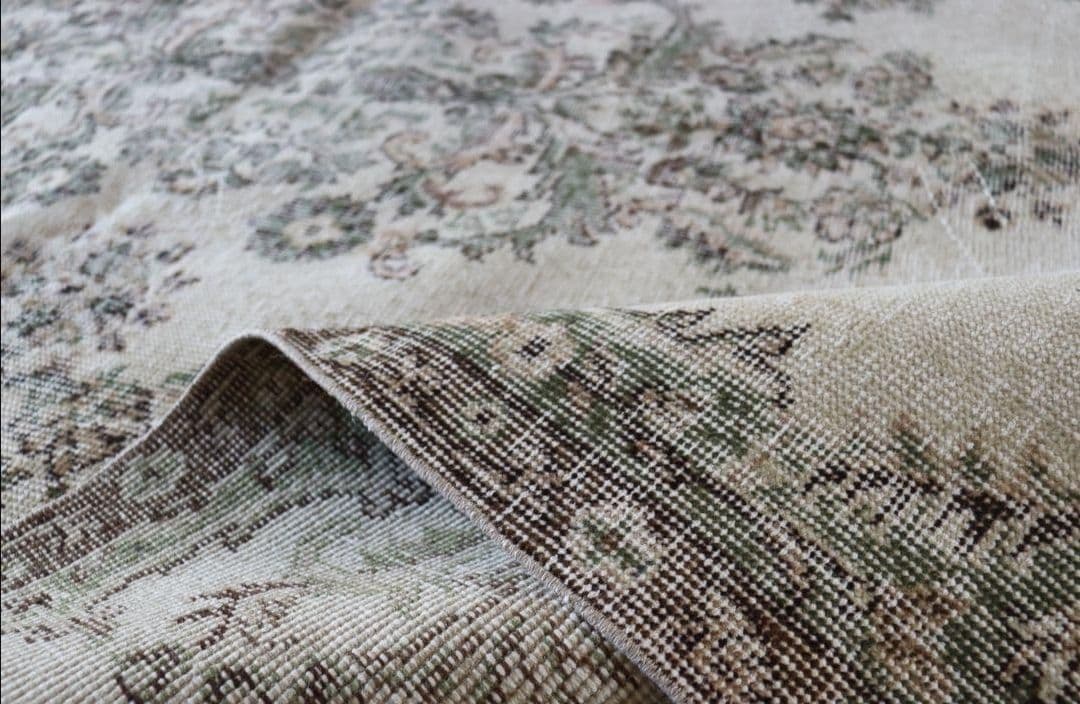 ボタニカルbeige ヴィンテージラグ　トルコラグ　ウィリアムモリス　アクタス