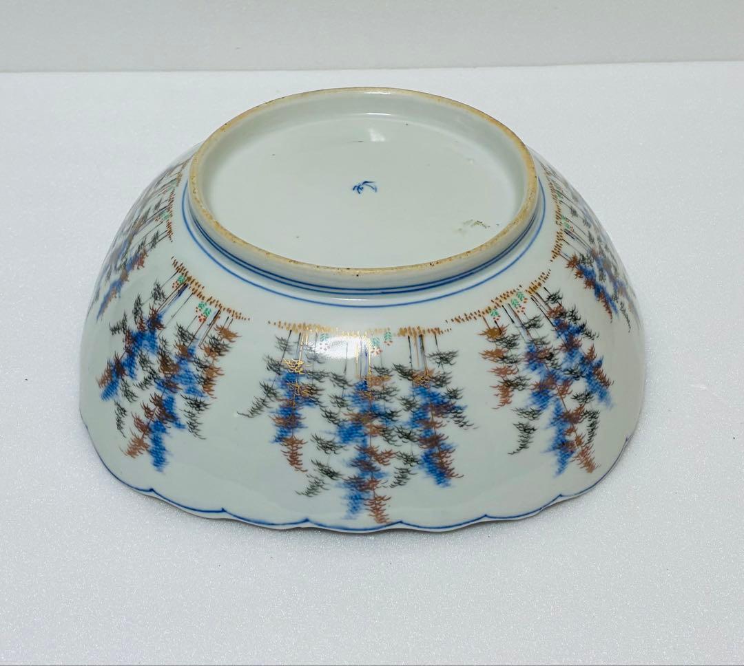 31日掲載終了 明治 香蘭社 有田焼 オールド香蘭社 色絵竹林鮎文 大鉢