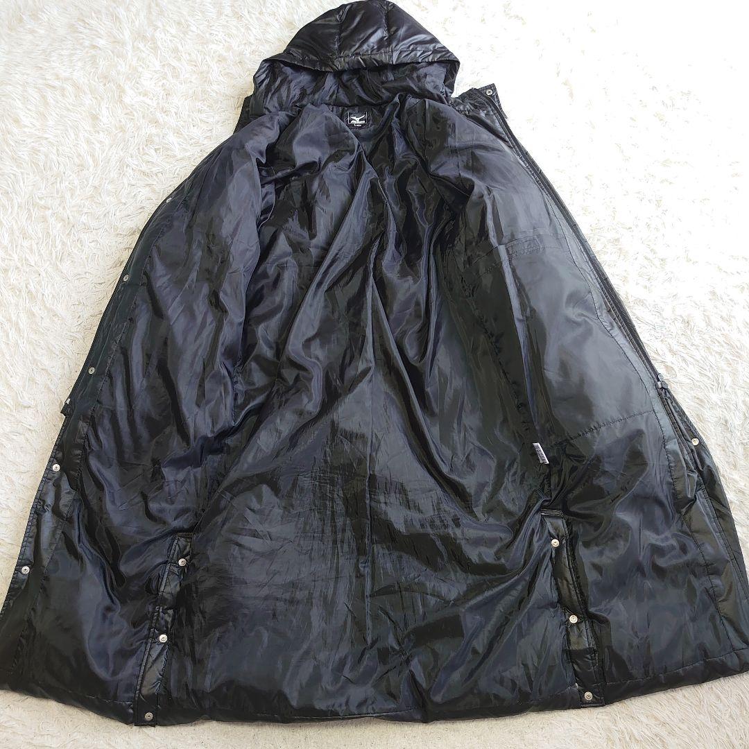 ミズノ ダウンベンチコート ロゴ刺繍 マキシ丈 ダウンコート L