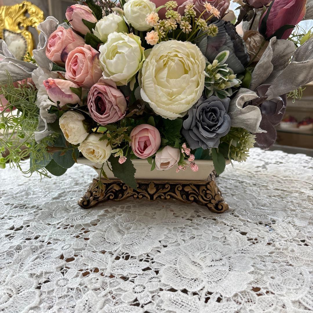 モダンスタイル フラワーアレンジメント シルバーグレー