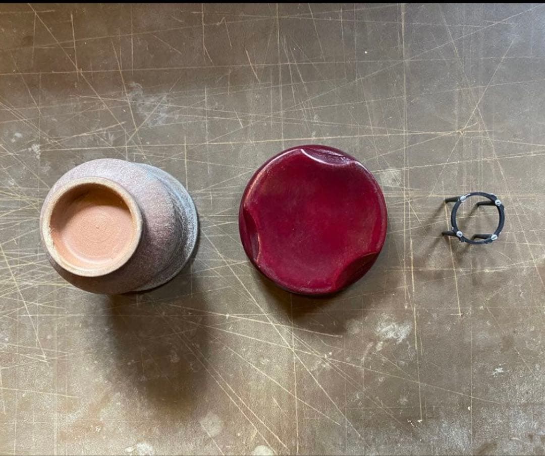 ミニ陶器鉢３点セット・自作付属品付　　一輪挿し・ポット・水耕栽培・観葉　多肉植物