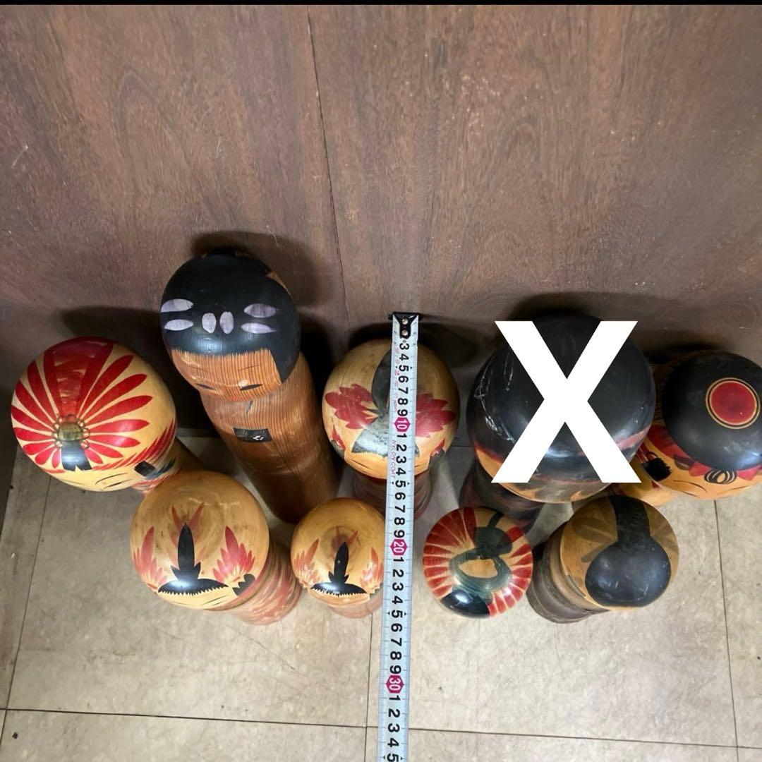 D-3 昭和レトロ 木製 こけし 小芥子 大型 特大 8体セット まとめ売り