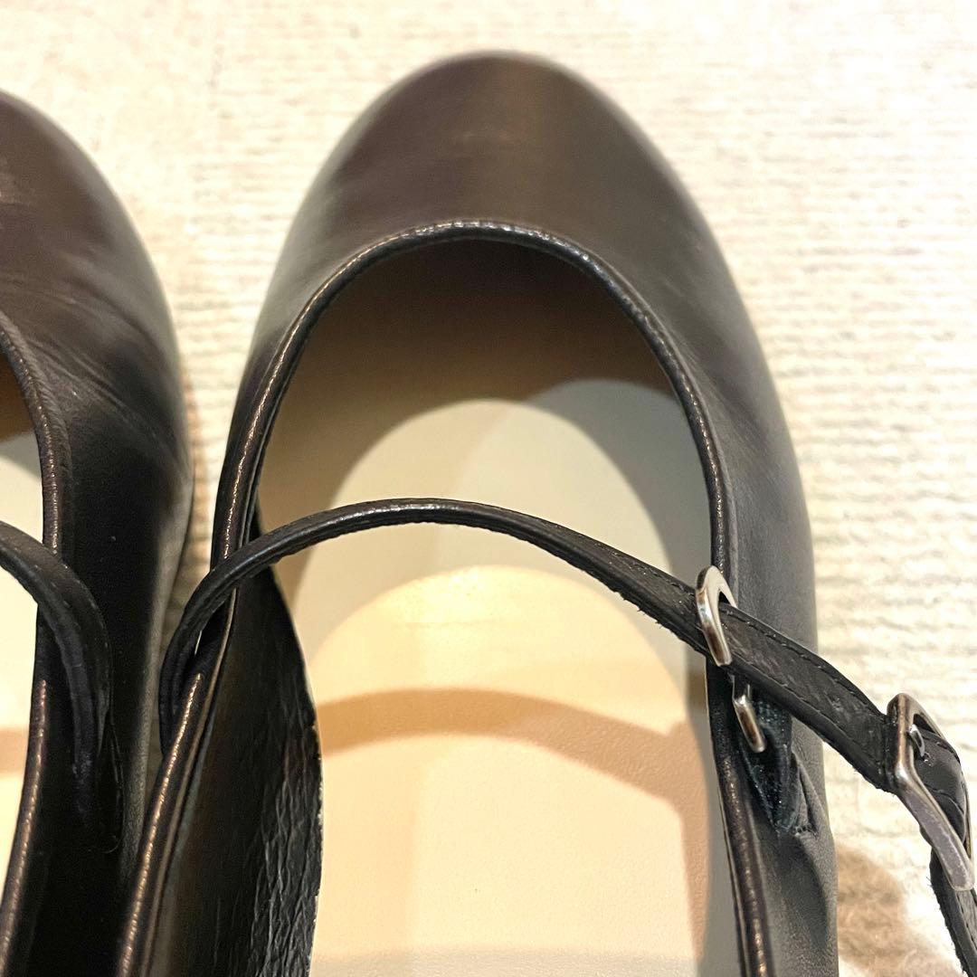 マーガレットハウエル ストラップ フラットシューズ メリージェーン 黒 23.5