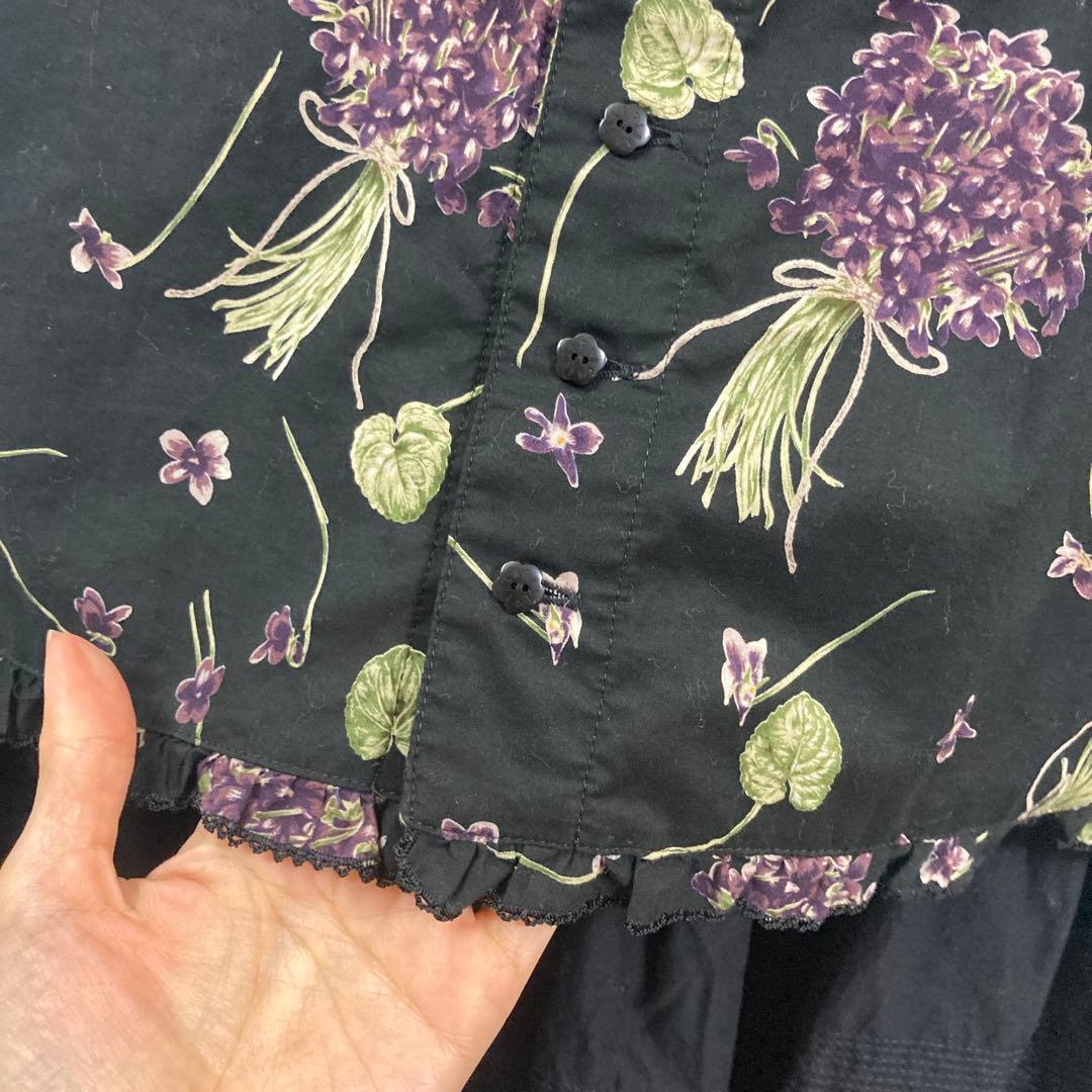 ピンクハウス 菫柄キャミソール 黒