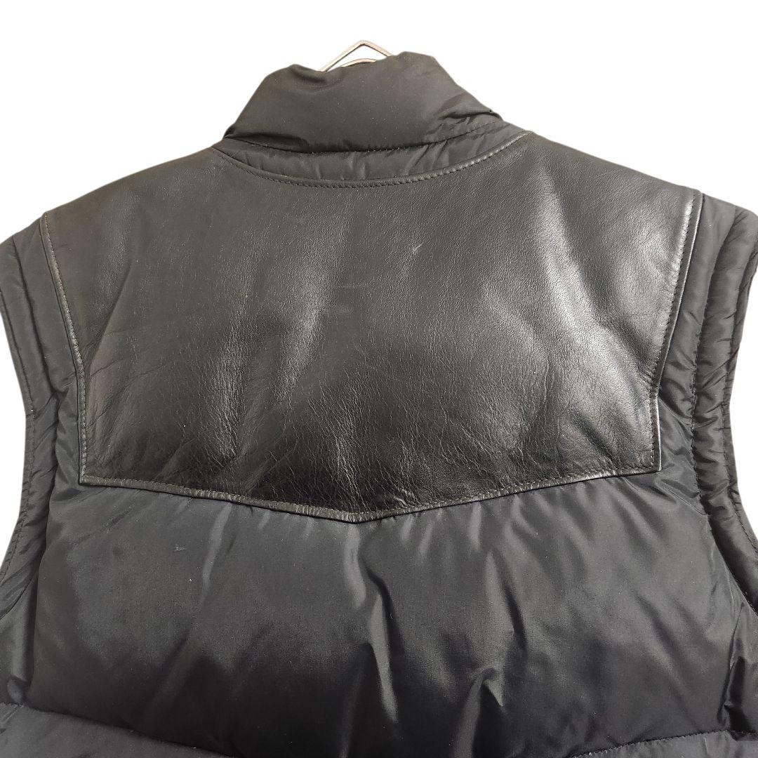 80s90s USA製 Schott レザーダウンベスト 40 グースダウン