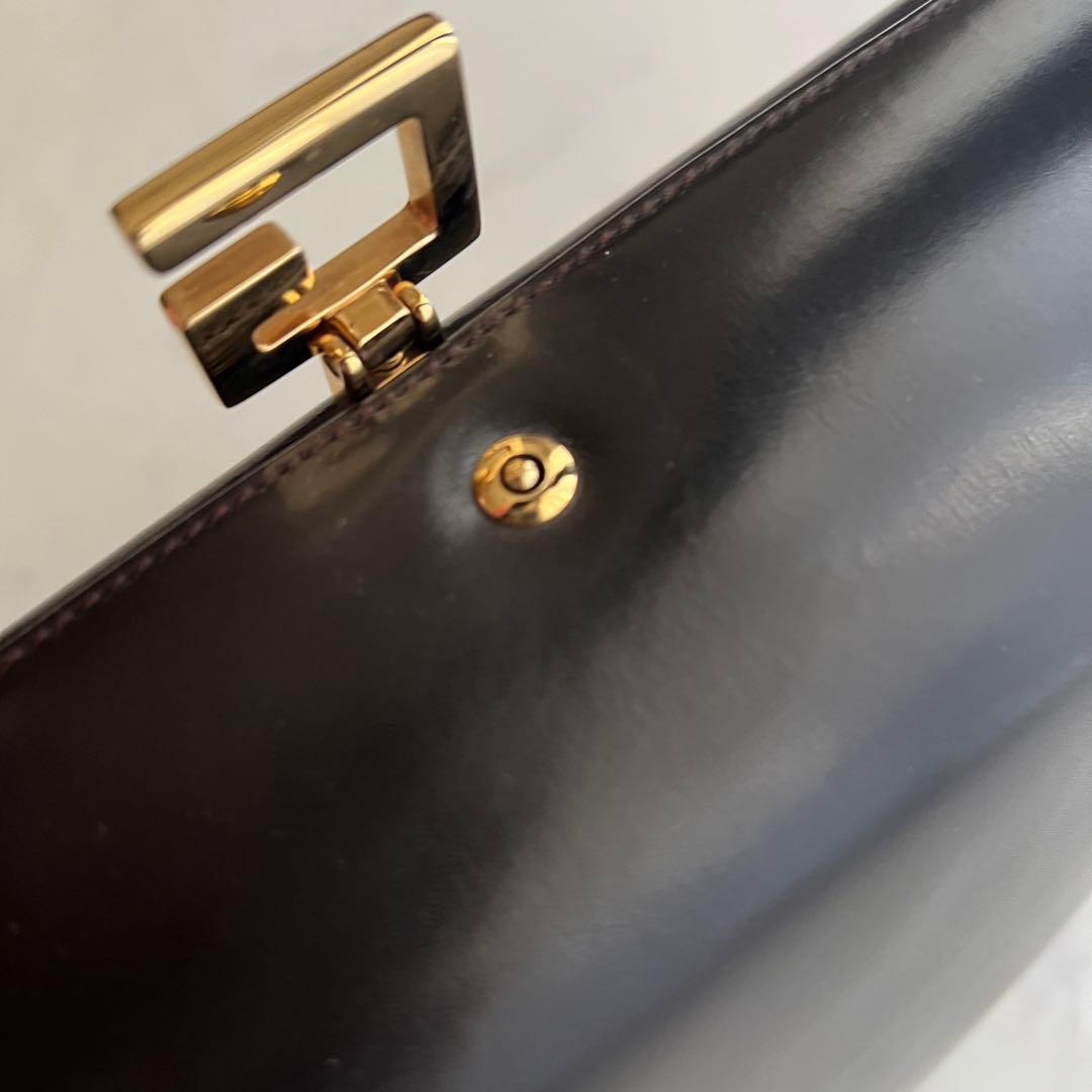 正規品 グッチ ショルダーバッグ ダークブラウン レザー 金具 ワンショルダー