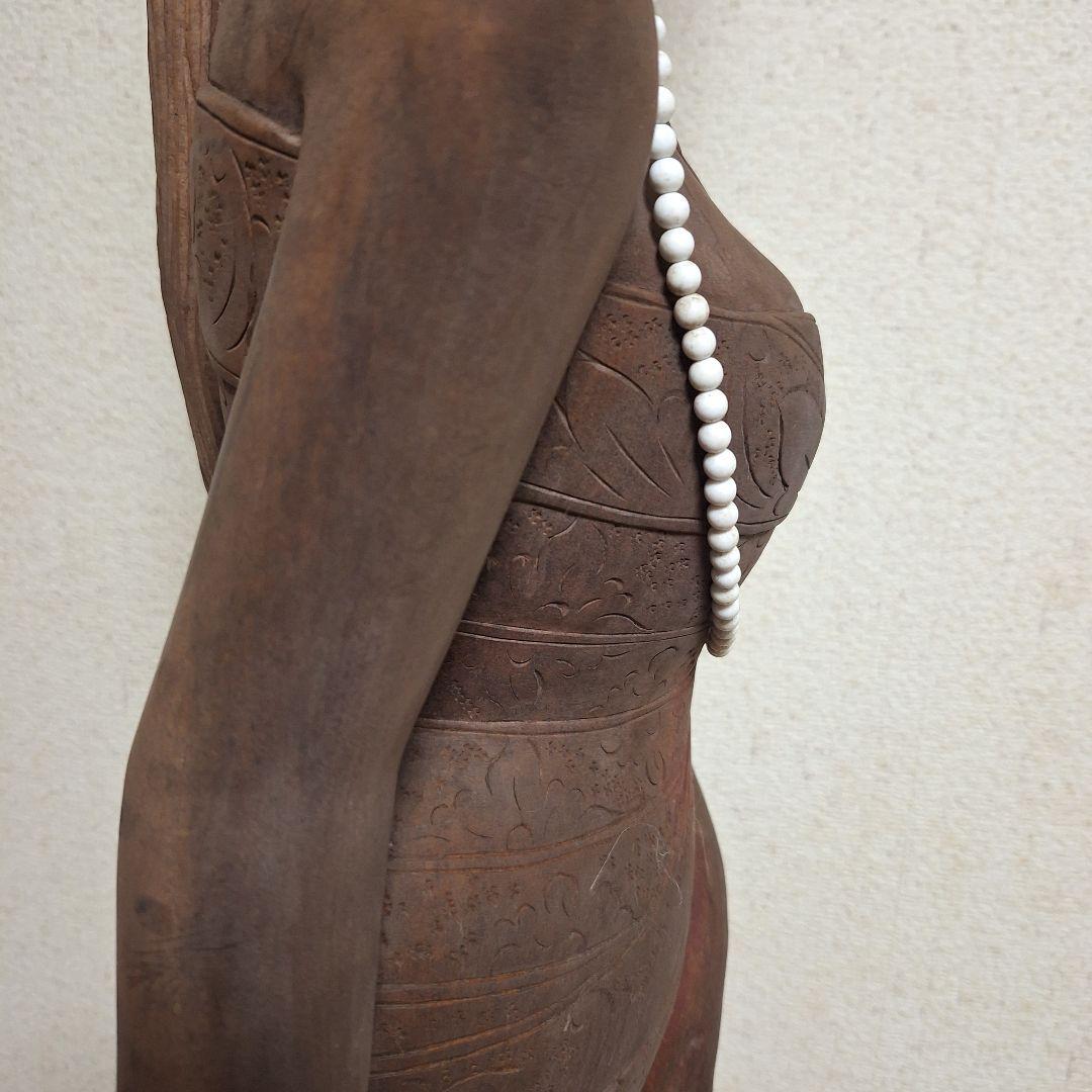 バリ島　木彫り　女性像　彫刻　黒檀　アンティーク　置物