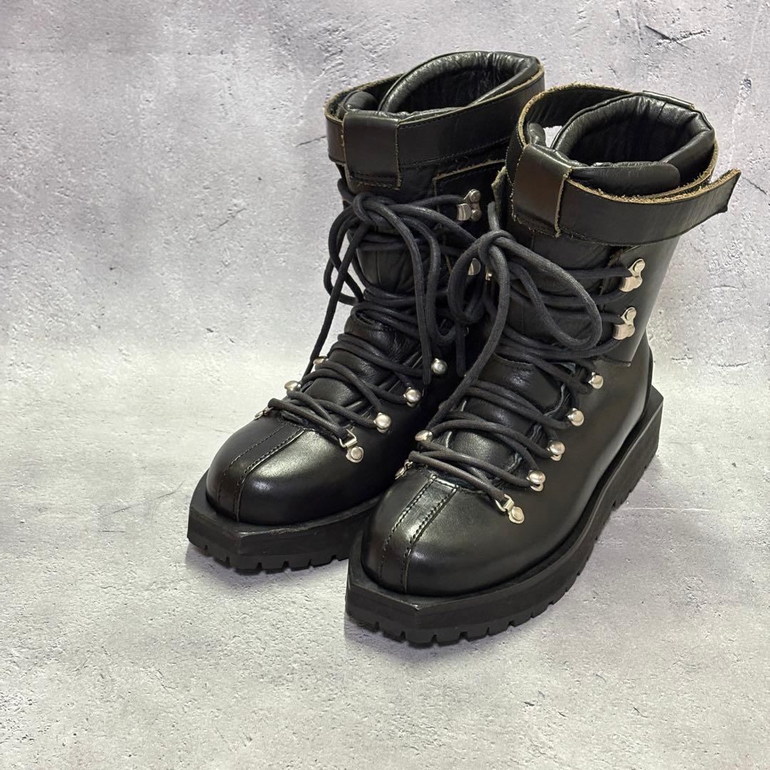 美品　サカイ　sacai (38) レースアップブーツ　バックジップ　レザー　黒