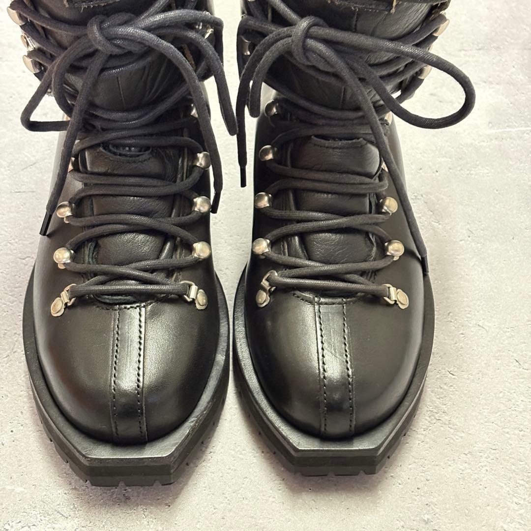 美品　サカイ　sacai (38) レースアップブーツ　バックジップ　レザー　黒