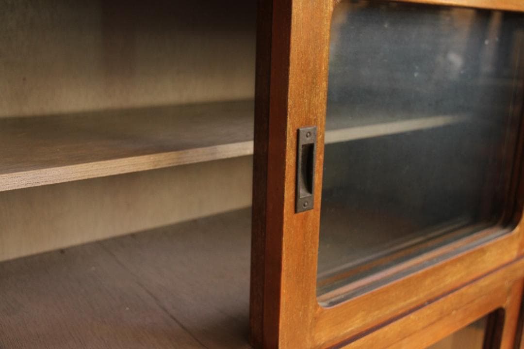 ガラス棚　食器棚　収納棚　本棚　棚　木製　古道具　古家具　ビンテージ　レトロ