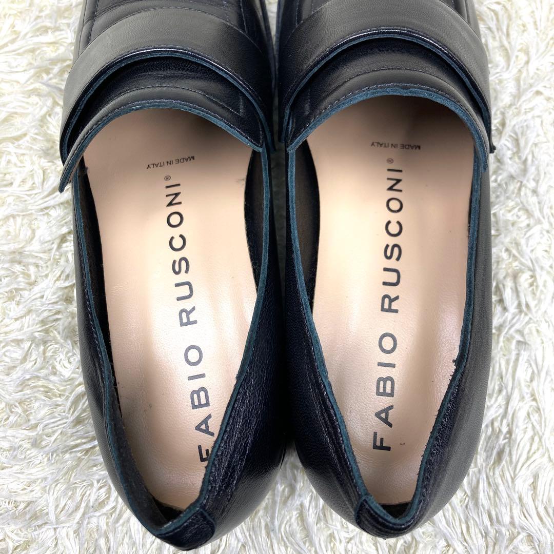 『未使用級』ファビオルスコーニ ローファー スクエアトゥ ブラック レザー 37