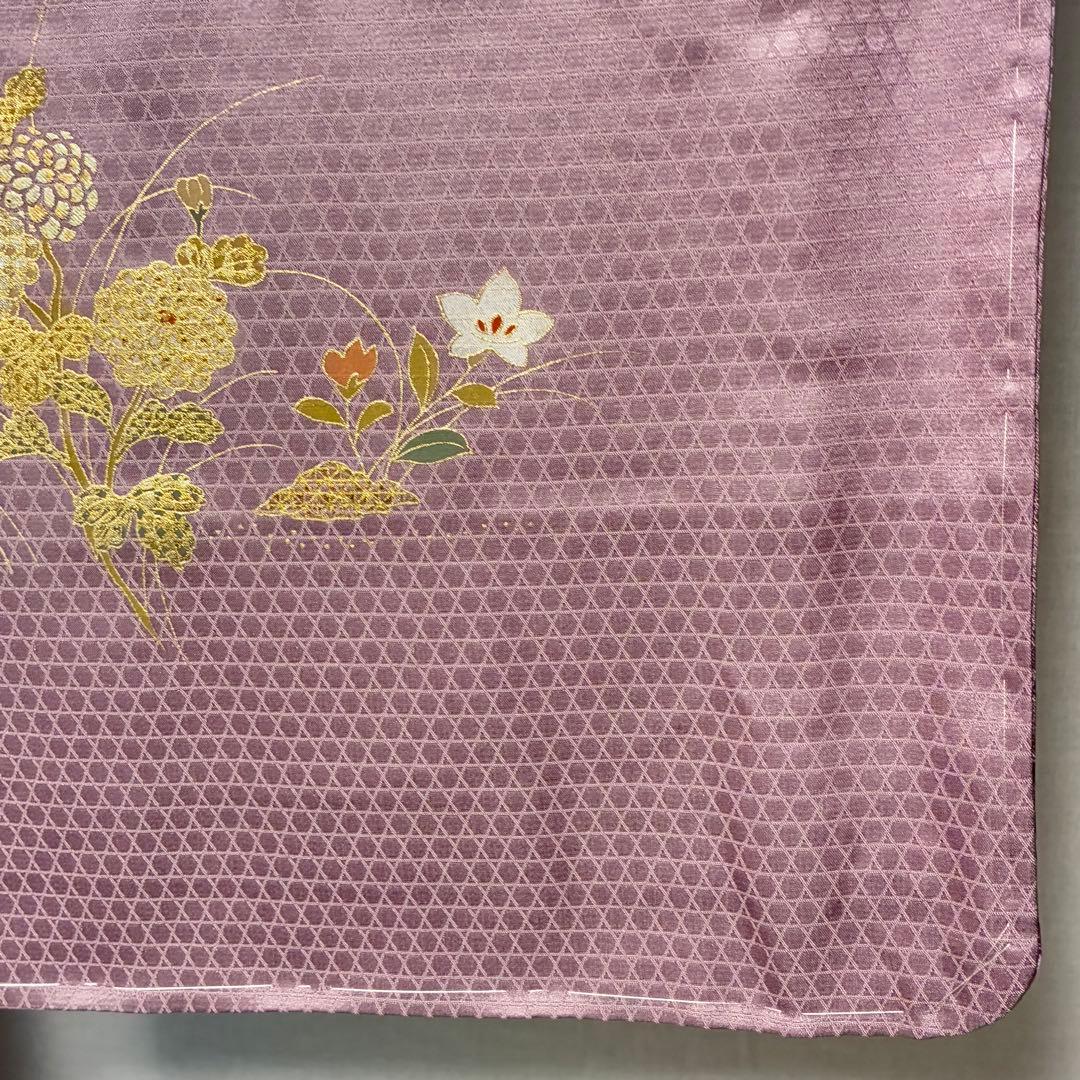 D180 訪問着　金彩　花模様　正絹　着物　袷　しつけ糸付き未使用極美品