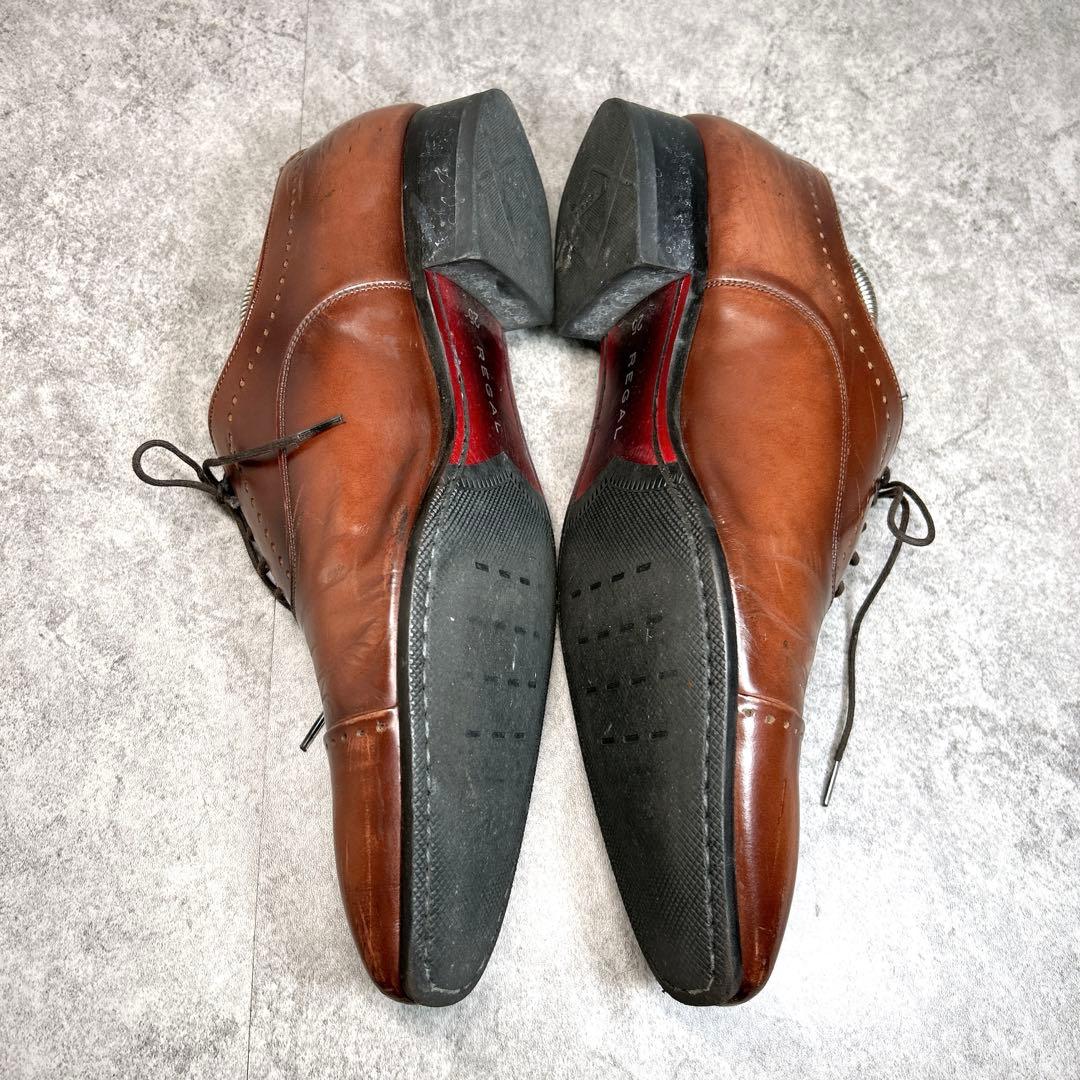 美品【REGAL】ビジネスシューズ/11LR/ストレートチップ/キャップトゥ/茶