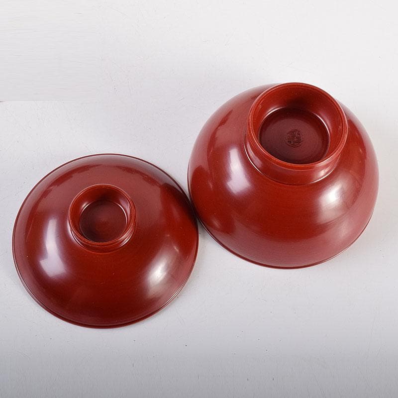 和食器　松谷窯　内染付　陶漆　蓋物　蓋碗　５客　共箱　M　R8058C