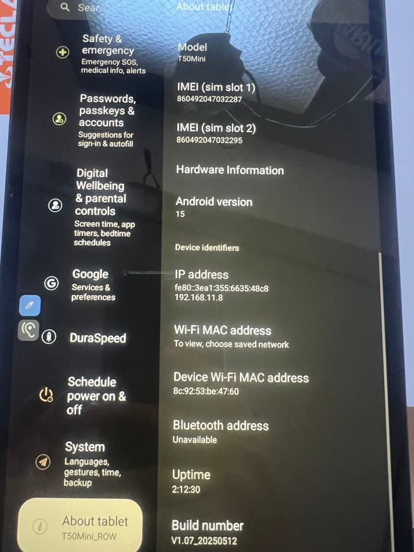 Androidタブレット本体 TECLAST T50 Mini 8GB+128GB Almost NEW