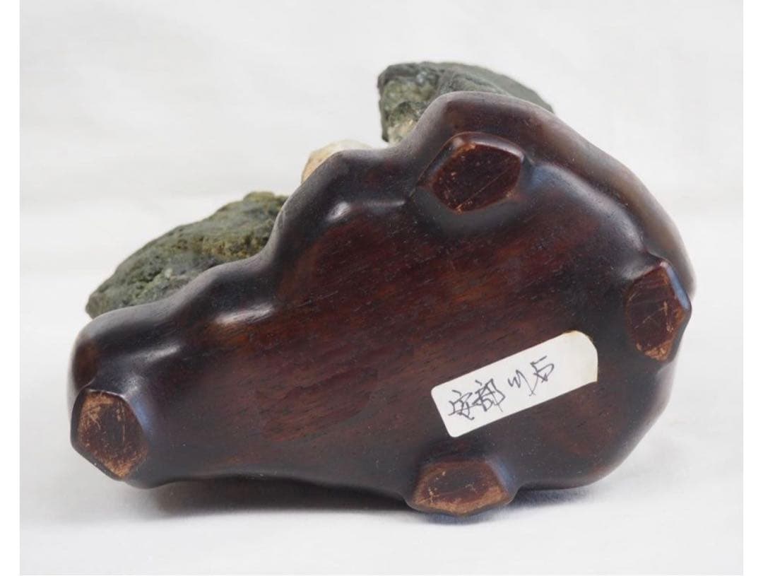 送料無料　水石愛好家蔵品放出　滝ある安部川石★大珍品★天然石・遠山石　唐木台座