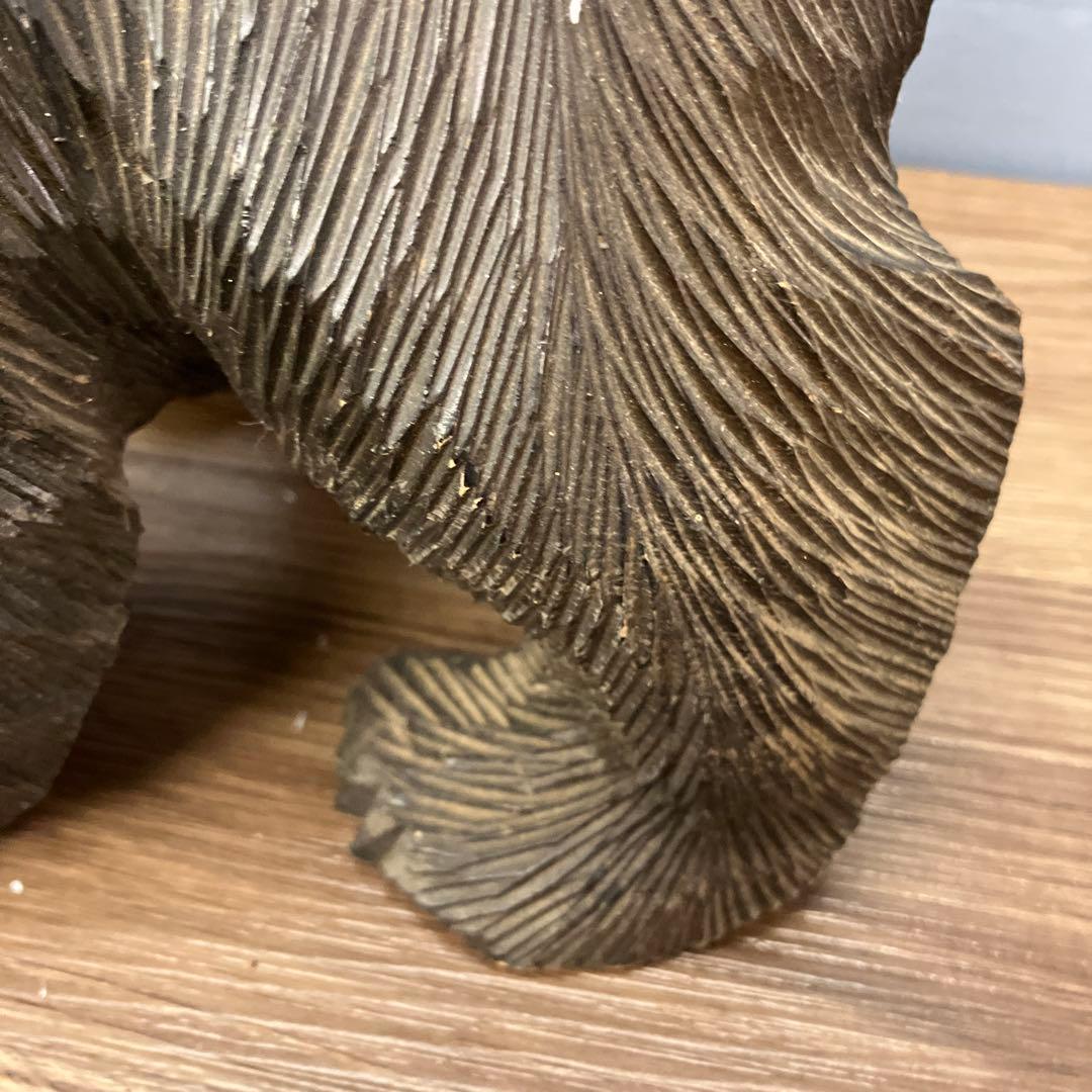 E-4 ③木彫りの熊 鮭背負い 置物 北海道 民芸品 アンティーク 木彫り 熊