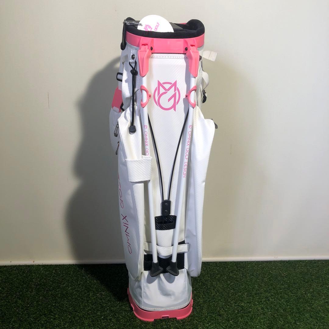 訳ありOMNIX GOLF 8.5型　スタンドキャディバッグ ホワイト　ピンク