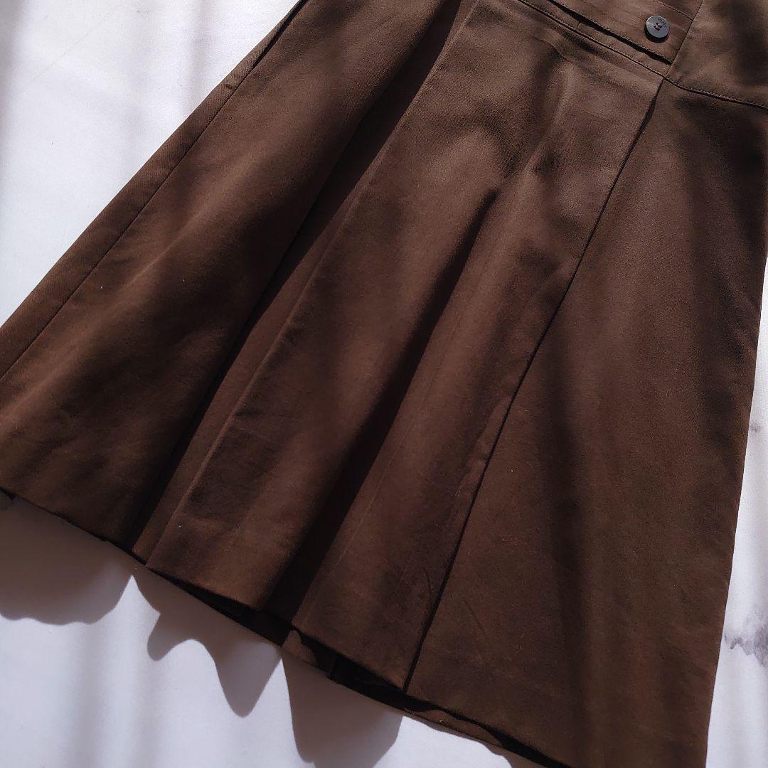 フォクシー シャツワンピース 七分袖 フレア タック ブラウン 40 M相当