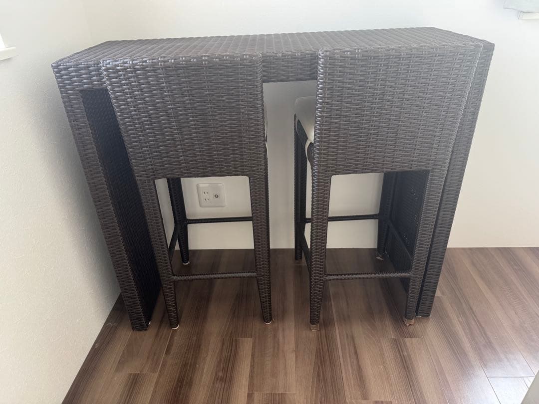 バーカウンターテーブルセット　シンセティックラタン