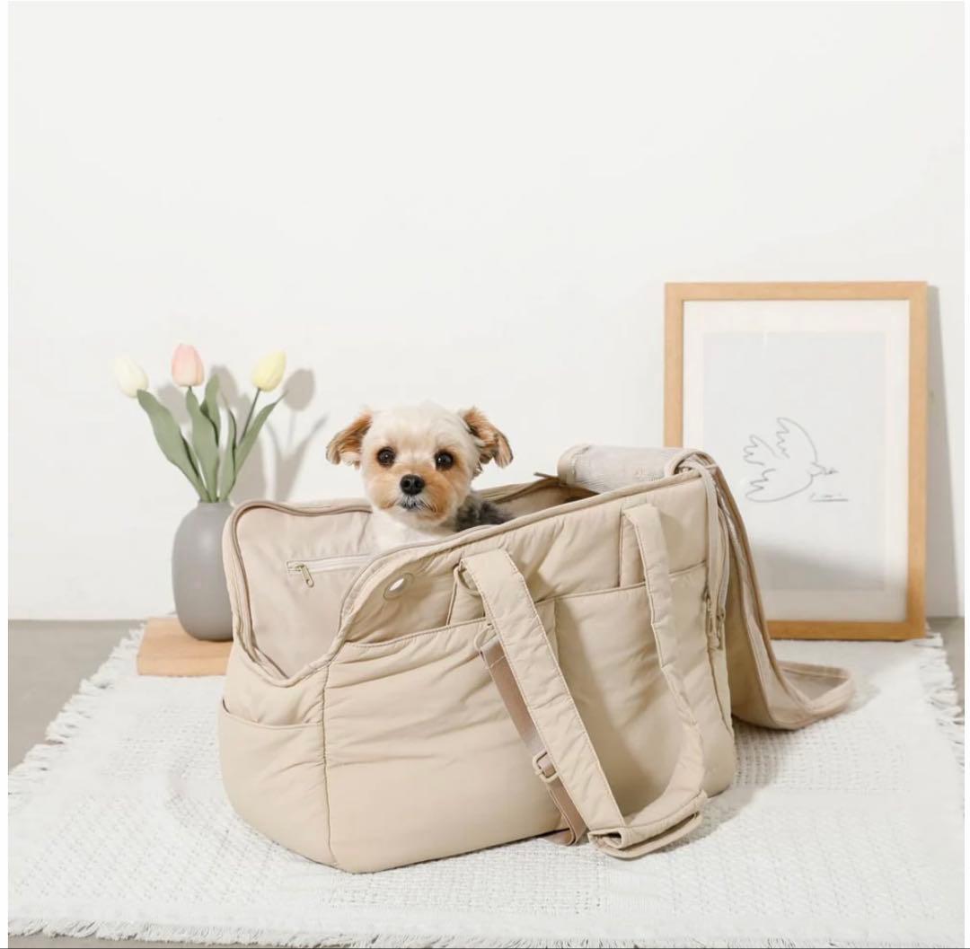 モンシェリ　軽量撥水ペットトートバッグ　Mサイズ　ベージュ（専用袋付き）