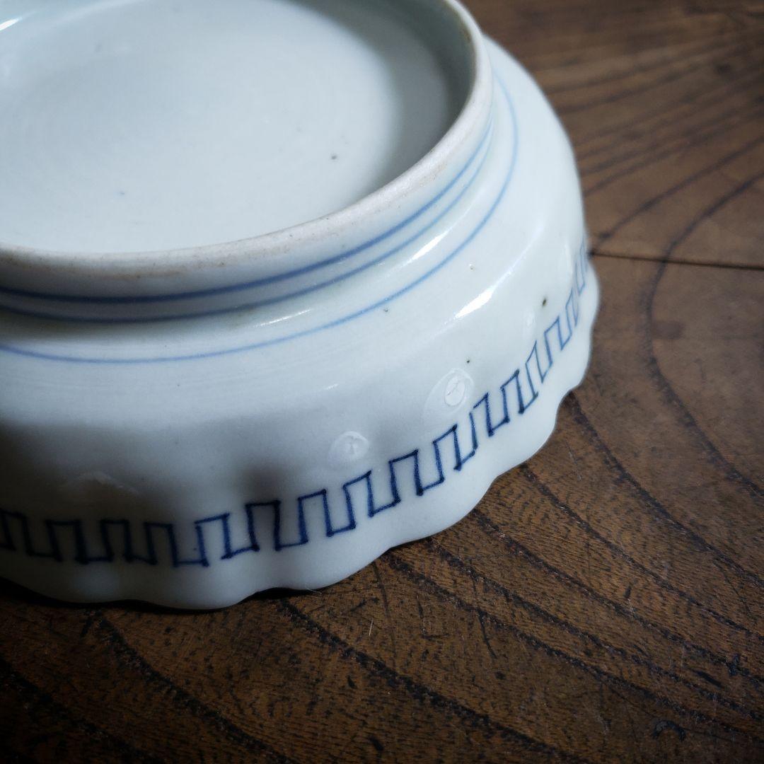 小皿　染付　花弁縁　丸窓　松竹梅　縁文　雷文　訳あり　明治　大正　古伊万里　イ号