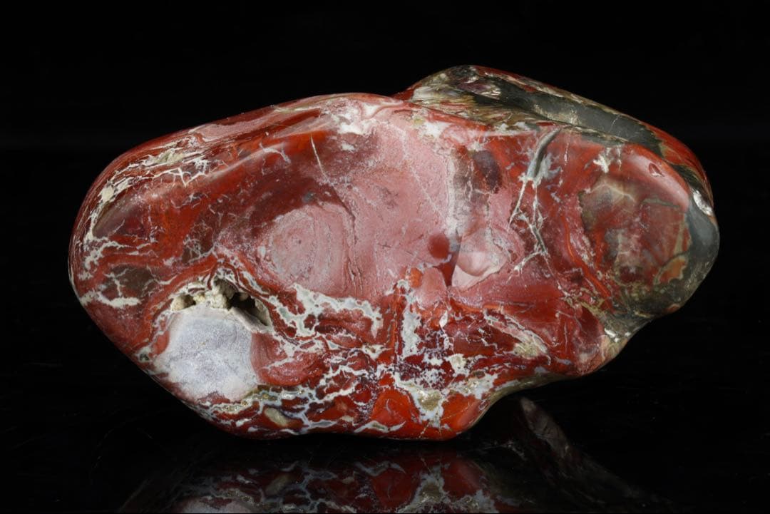 佐渡 錦紅石 錦石 錦瑪瑙 台座付 719g 原石 鑑賞石 水石 天然石 盆石