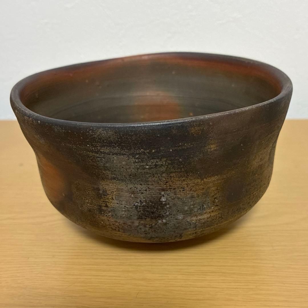 【名工・小西陶古】備前焼 抹茶茶碗 茶盌 共箱・真田紐付