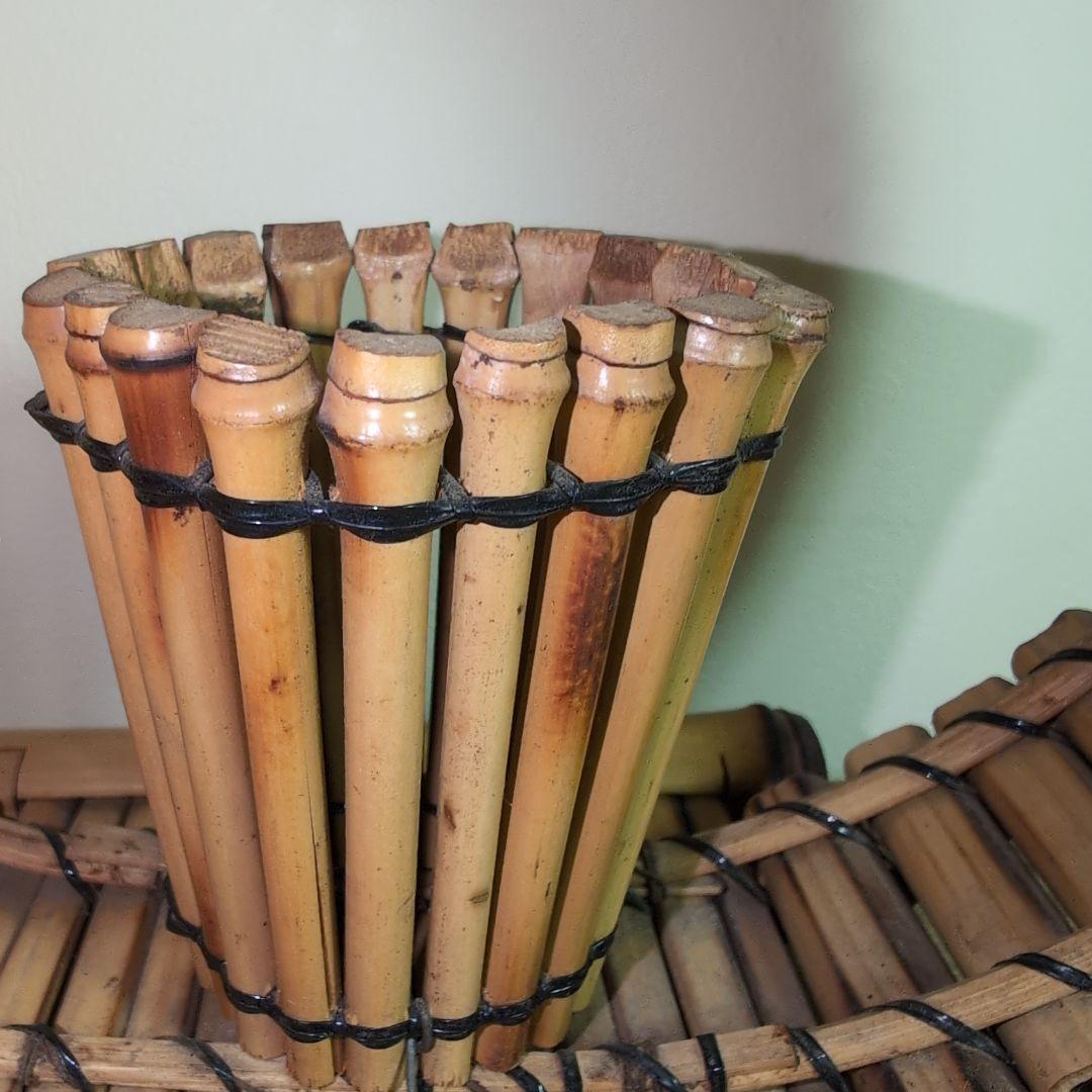 竹製装飾品 円形フレームと花生け　竹細工　竹工芸品