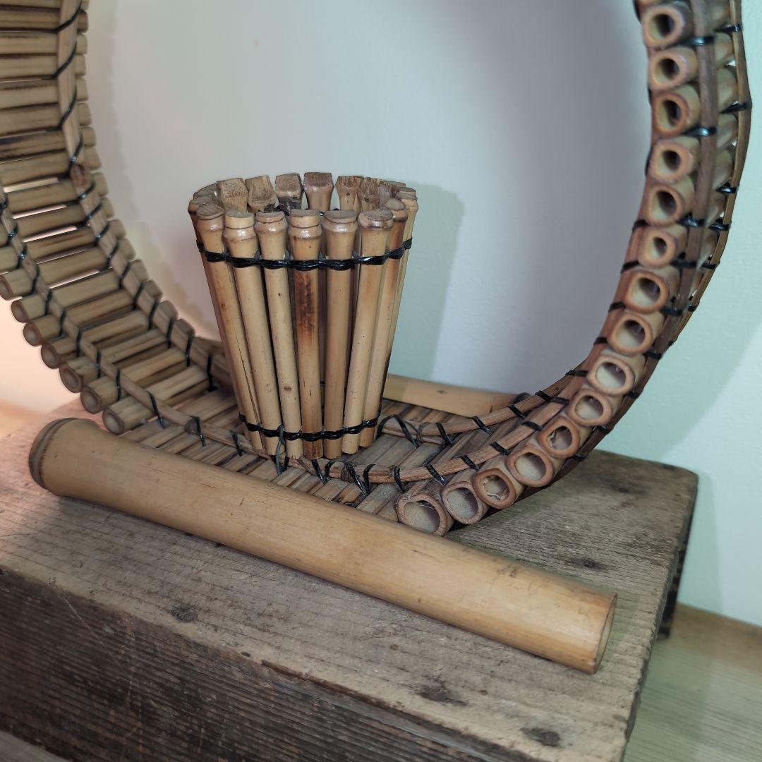 竹製装飾品 円形フレームと花生け　竹細工　竹工芸品