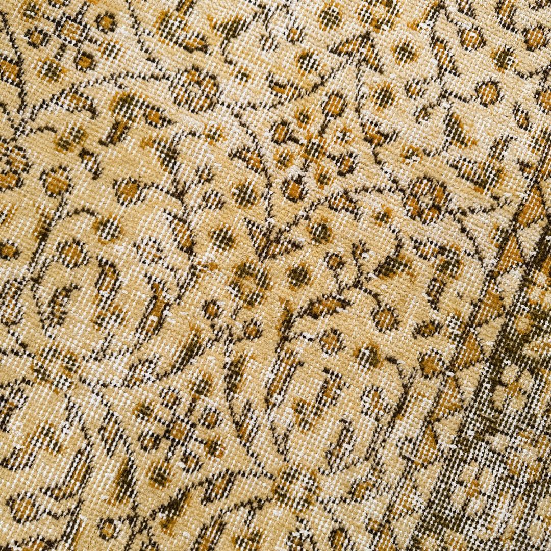 トルコ ヴィンテージラグ A130 イエロー オリーブグリーン オーバーダイラグ