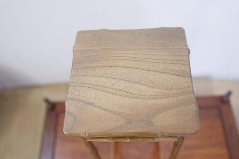 ◆文竹　欅　高台　飾り台　竹細工　盆栽台　古美術