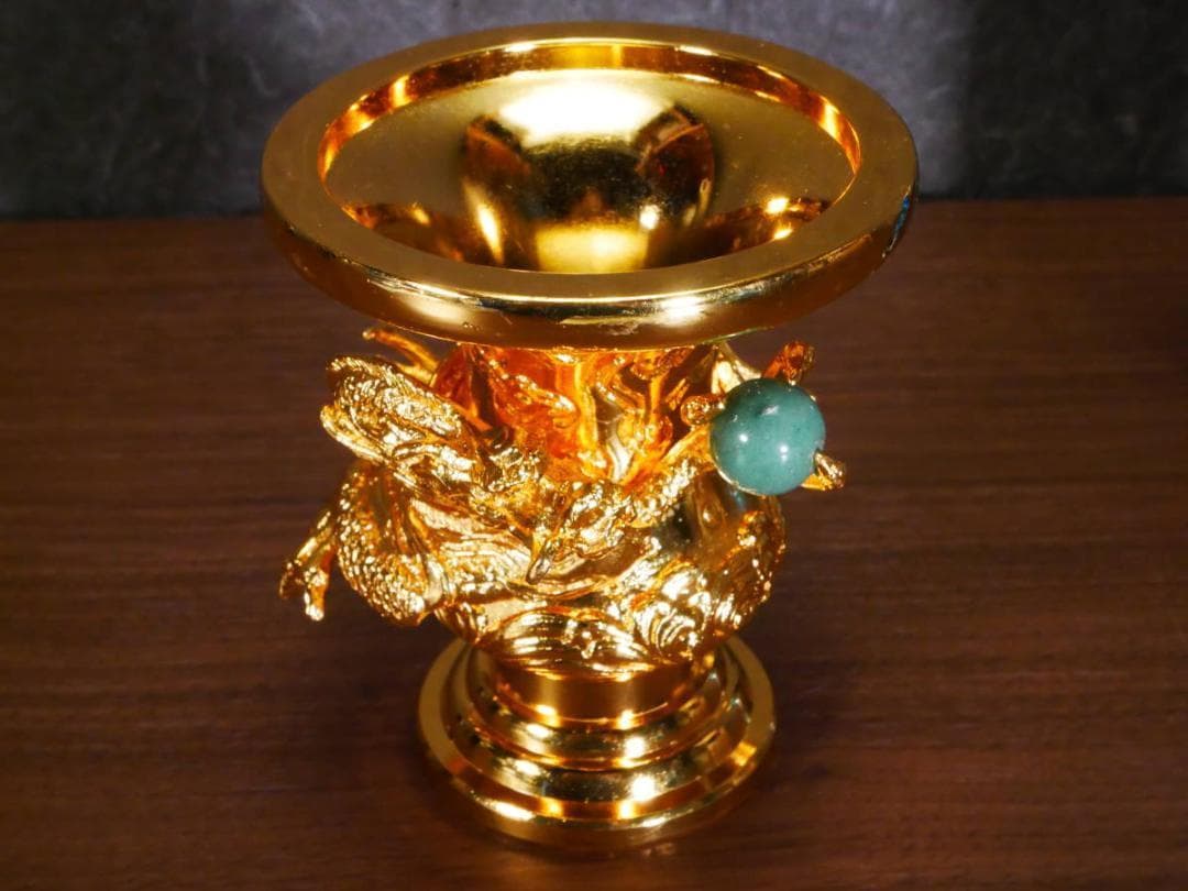 限定値下　展示未使用品　国産本金鍍金の花瓶　高田派　花立　4685