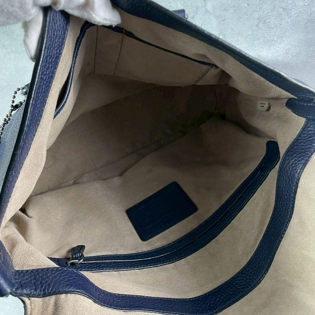 極美品 コーチ メトロポリタン 2way ビジネスバッグ A4可 レザー 紺