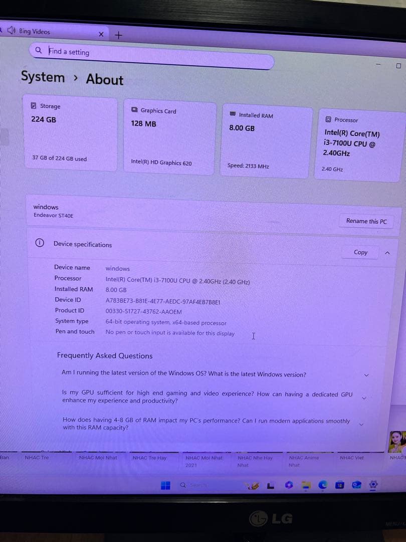 EPSON Intel Core i3 7th 7100U CPU 中古