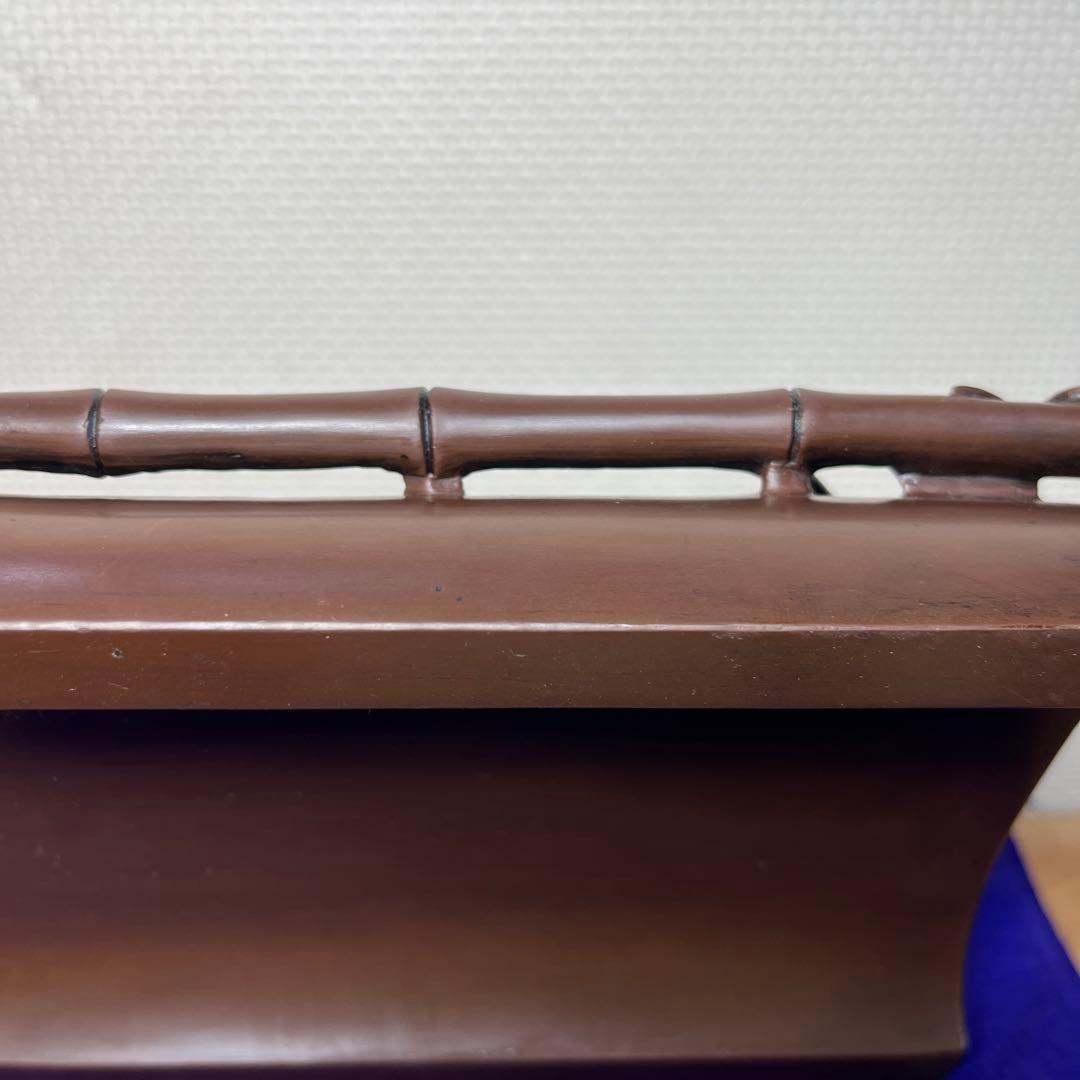 ⭕️赤間硯　希少　特殊　大森玉池軒　超絶技巧　若竹透かし彫り　竹型硯　玉池軒