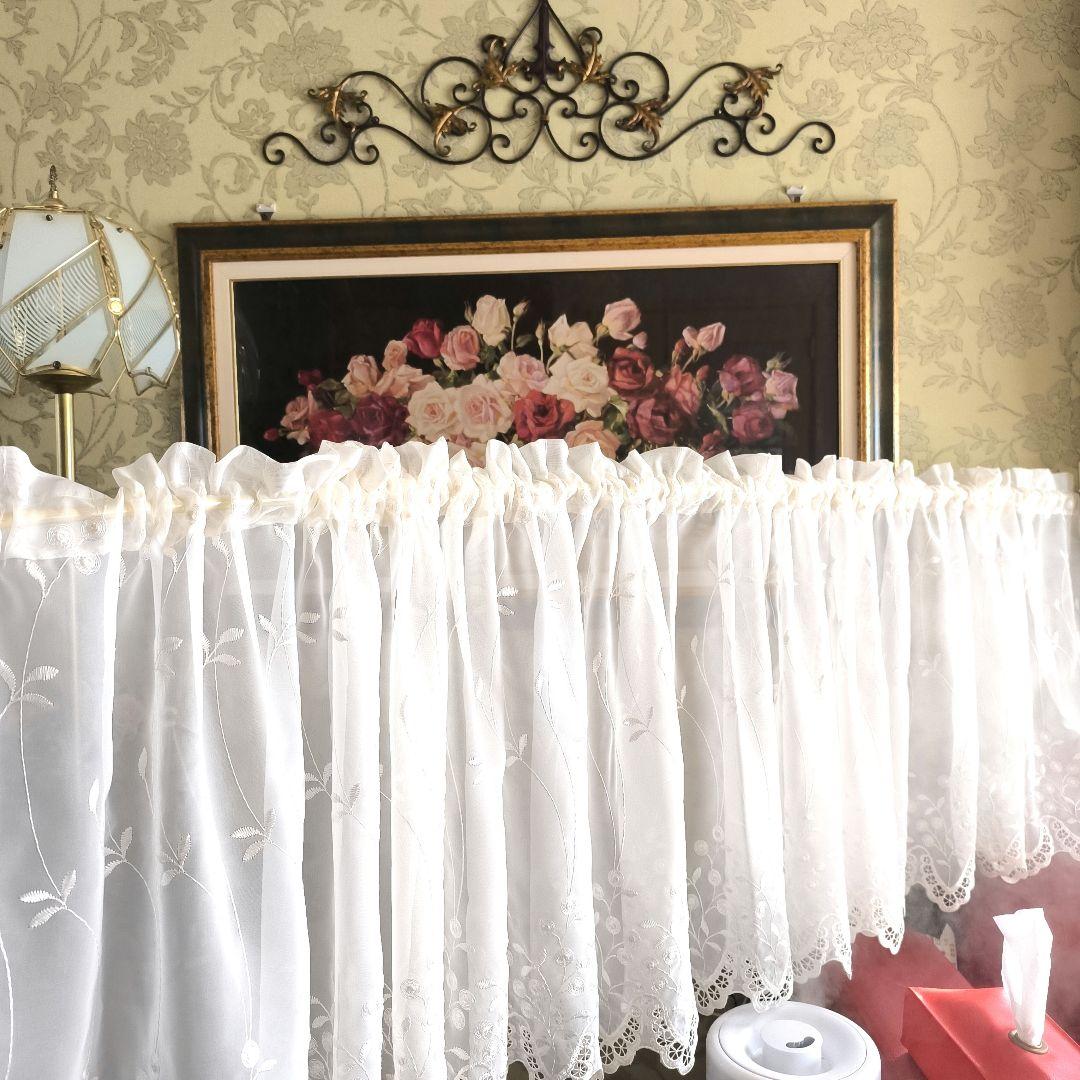 カフェカーテン【ピコ様オーダー品　トルコ刺繍レース　スカラップ】ハンドメイド