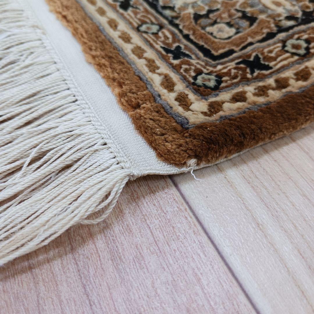 Y3211 高級中国緞通 シルク100% 手織り260段 95×48㎝