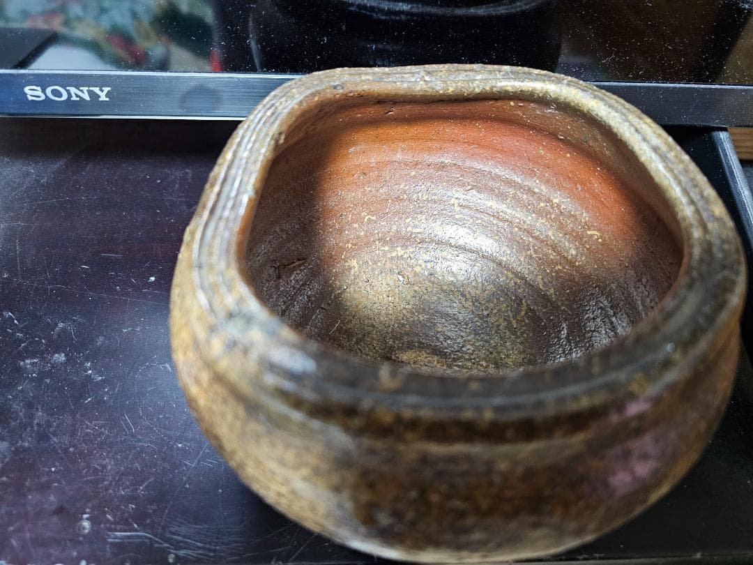 江戸初期 古田織部好み建水 古備前 分銅描判