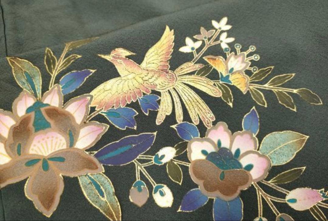 4点フルセット　正絹訪問着　袋帯　帯揚げ　帯締め