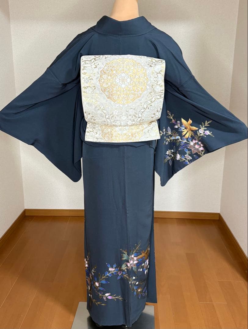 4点フルセット　正絹訪問着　袋帯　帯揚げ　帯締め