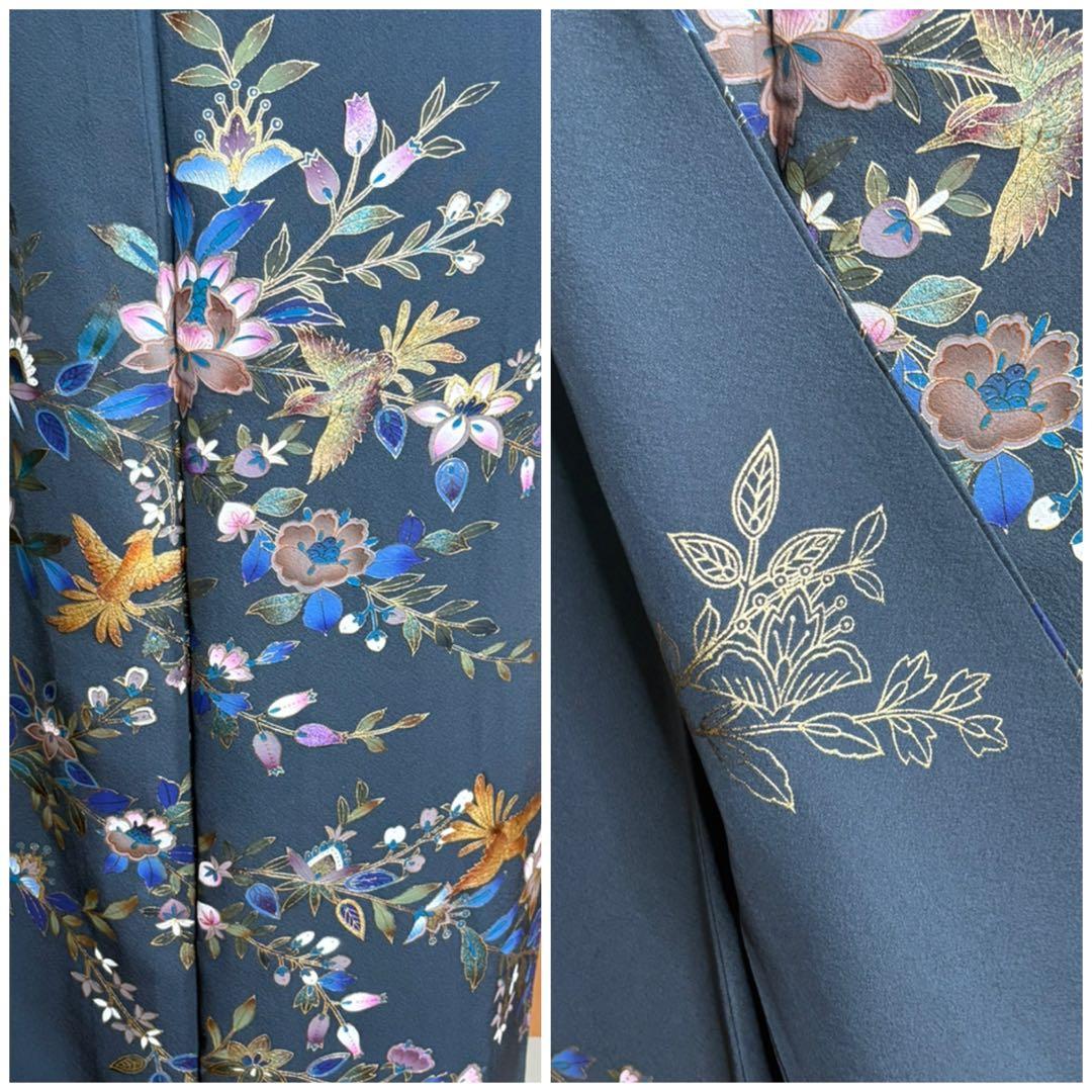 4点フルセット　正絹訪問着　袋帯　帯揚げ　帯締め